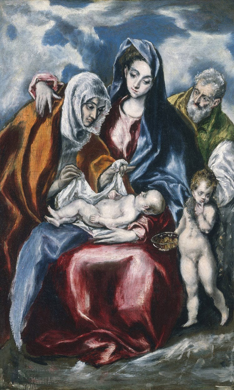 The Holy Family With Saint Anne And The Infant John The Baptist By El Greco - Image 6