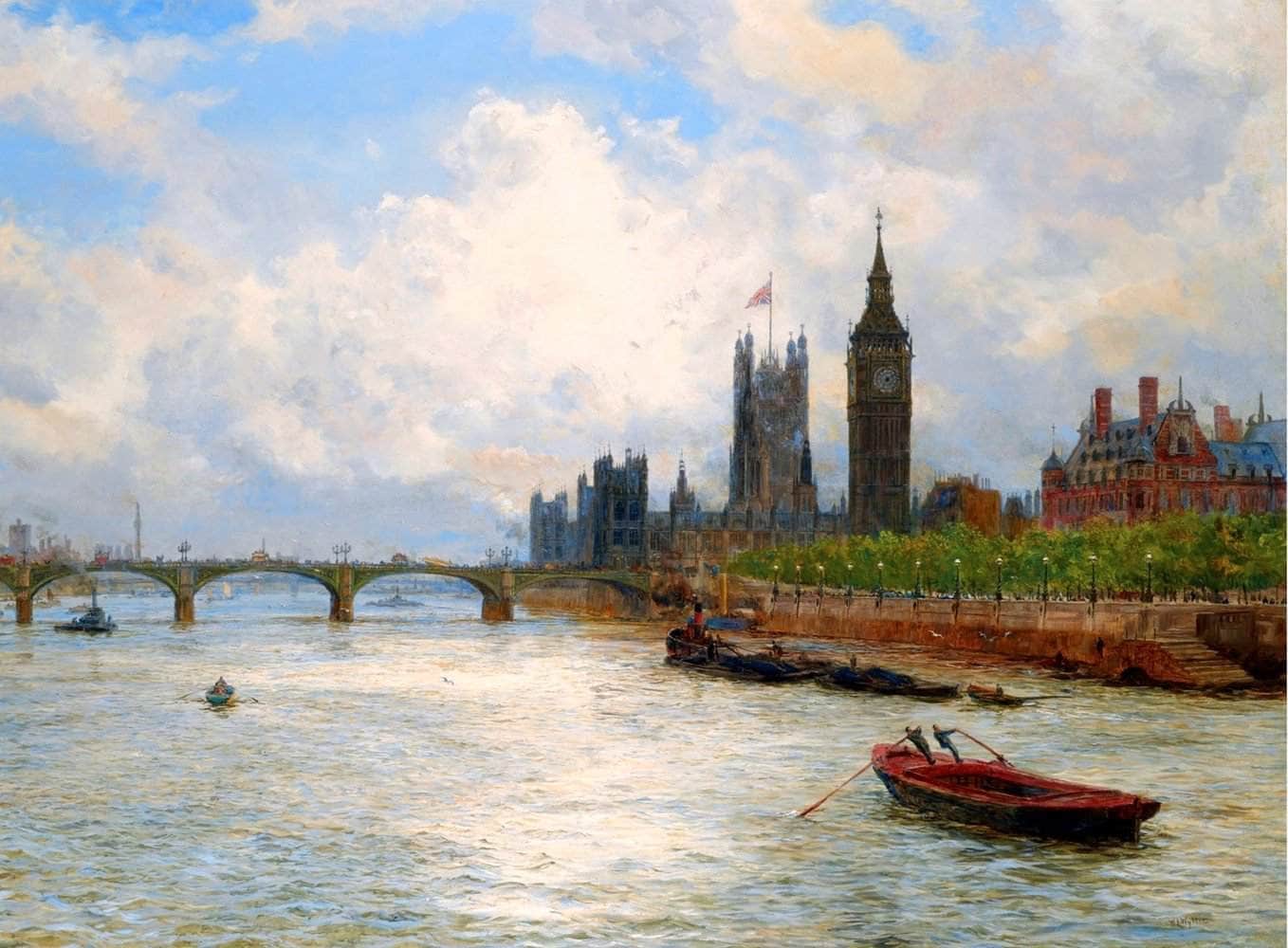 The House Of Parliament Painting William Lionel Wyllie Canvas Art - Image 5