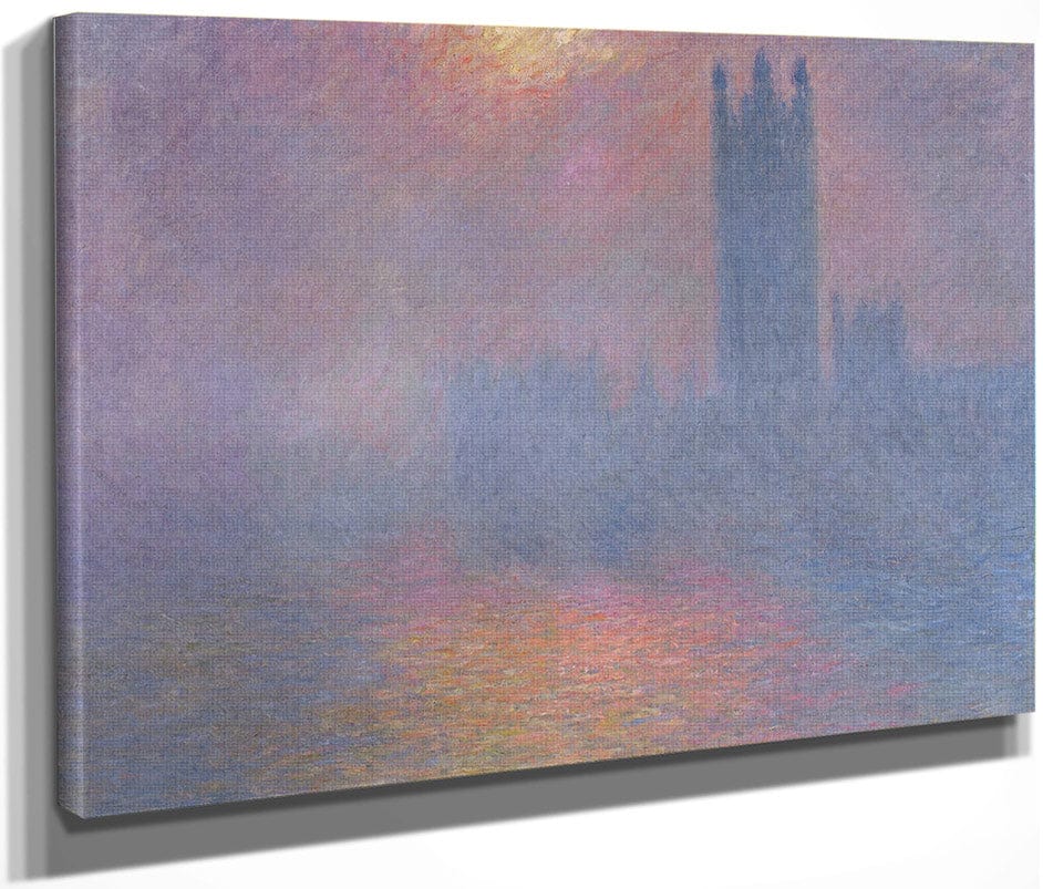 The Houses Of Parliament, London, With The Sun Breaking Through The Fog By Claude Monet