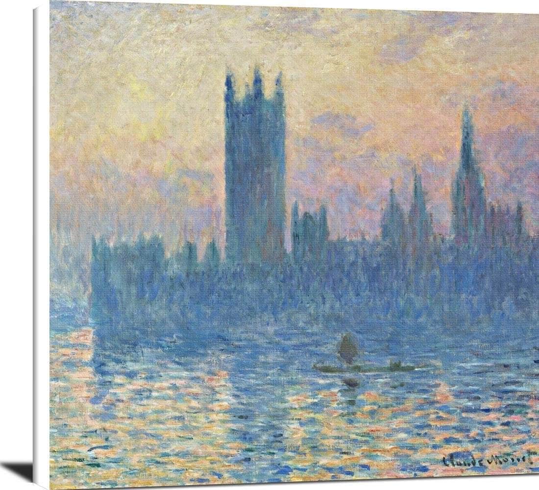 The Houses Of Parliament, Sunset Painting Claude Monet Canvas Art