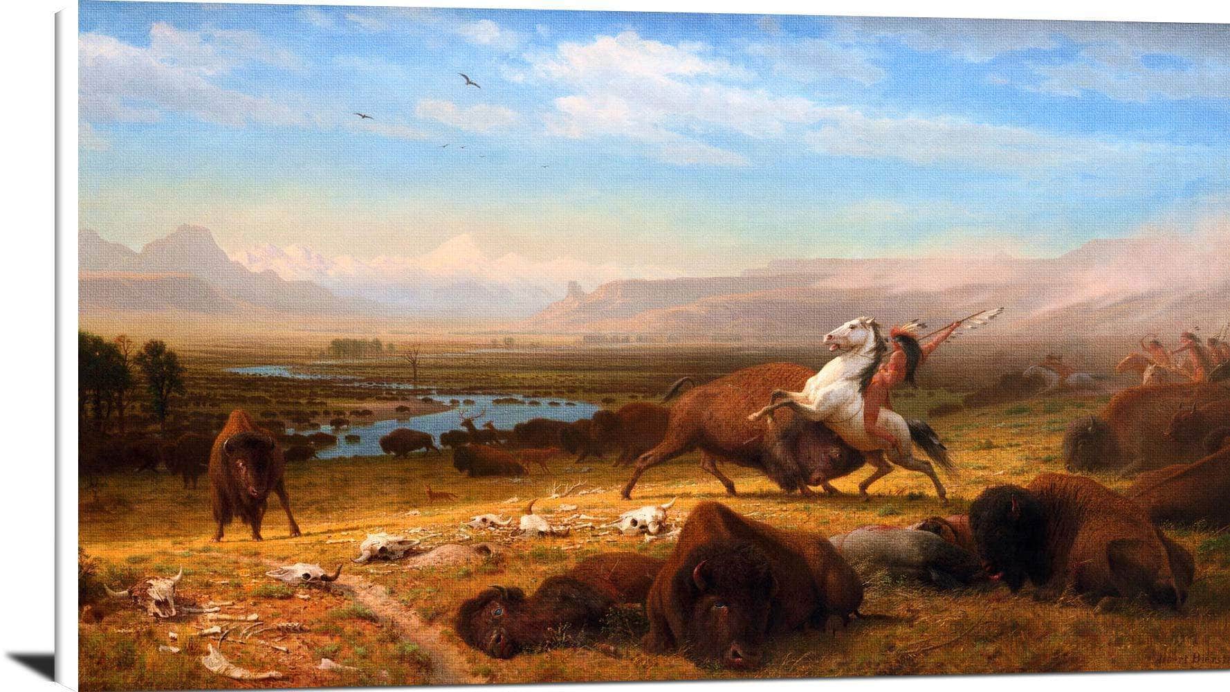 The Last Of The Buffalo Painting Albert Bierstadt Canvas Art