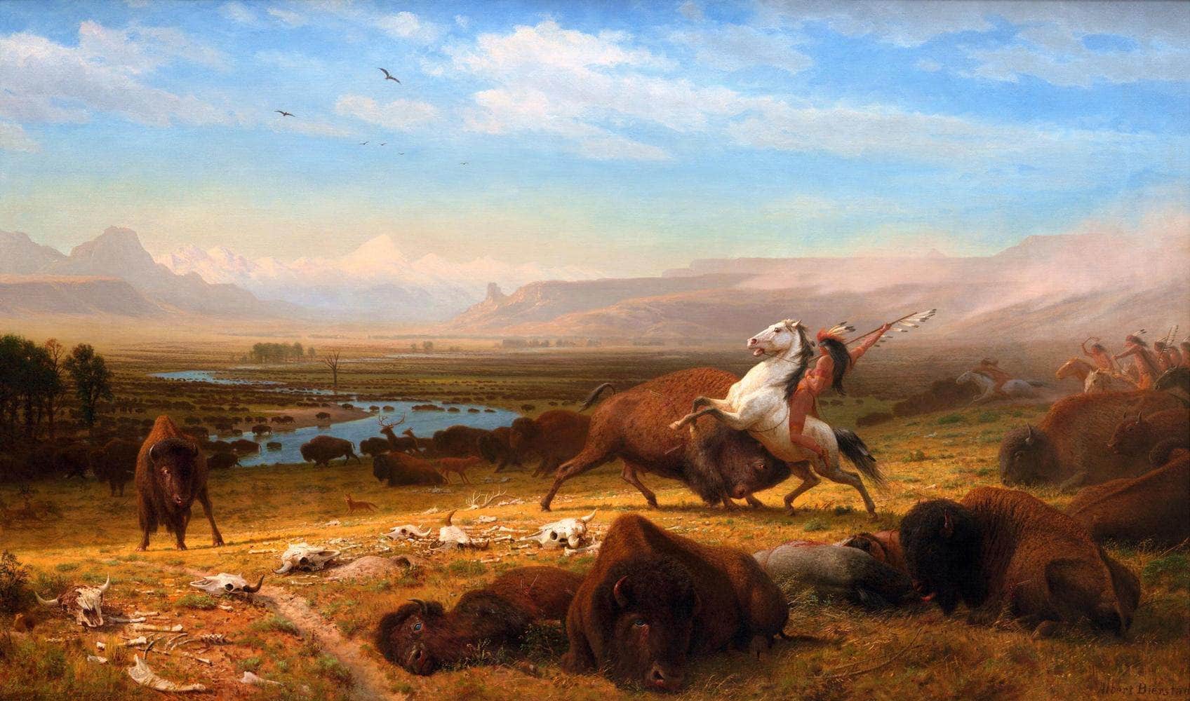 The Last Of The Buffalo Painting Albert Bierstadt Canvas Art - Image 5