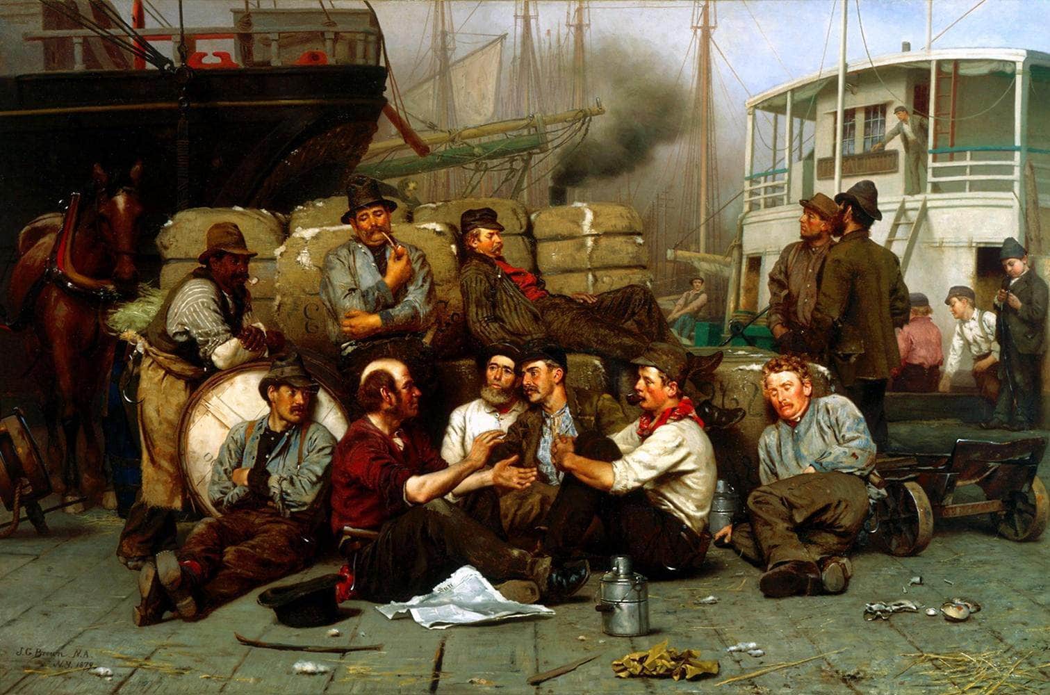 The Longshoremen's Noon Painting John George Brown Canvas Art - Image 5