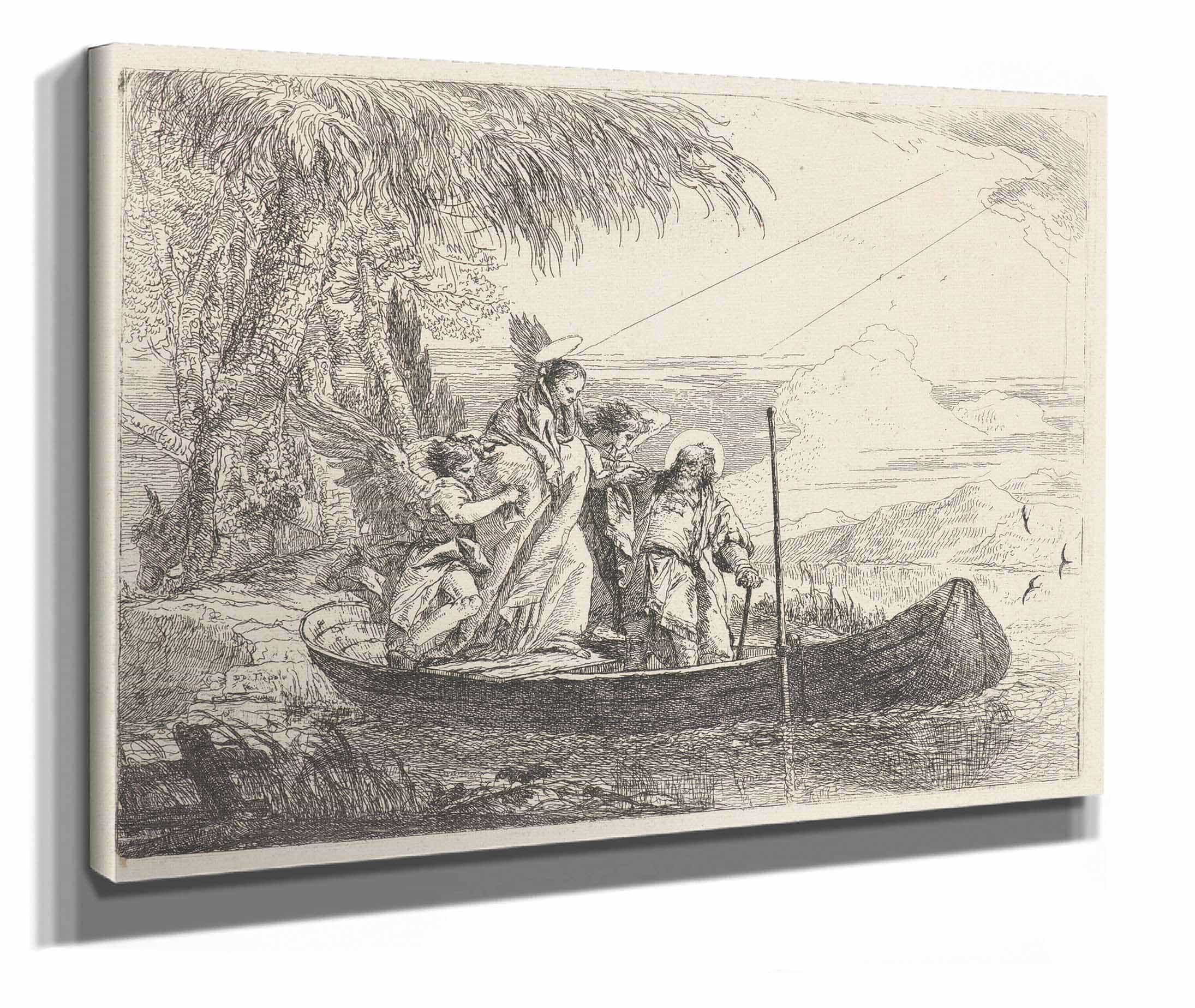 The Madonna Child And Angels Entering The Boat by Giovanni Domenico Tiepolo