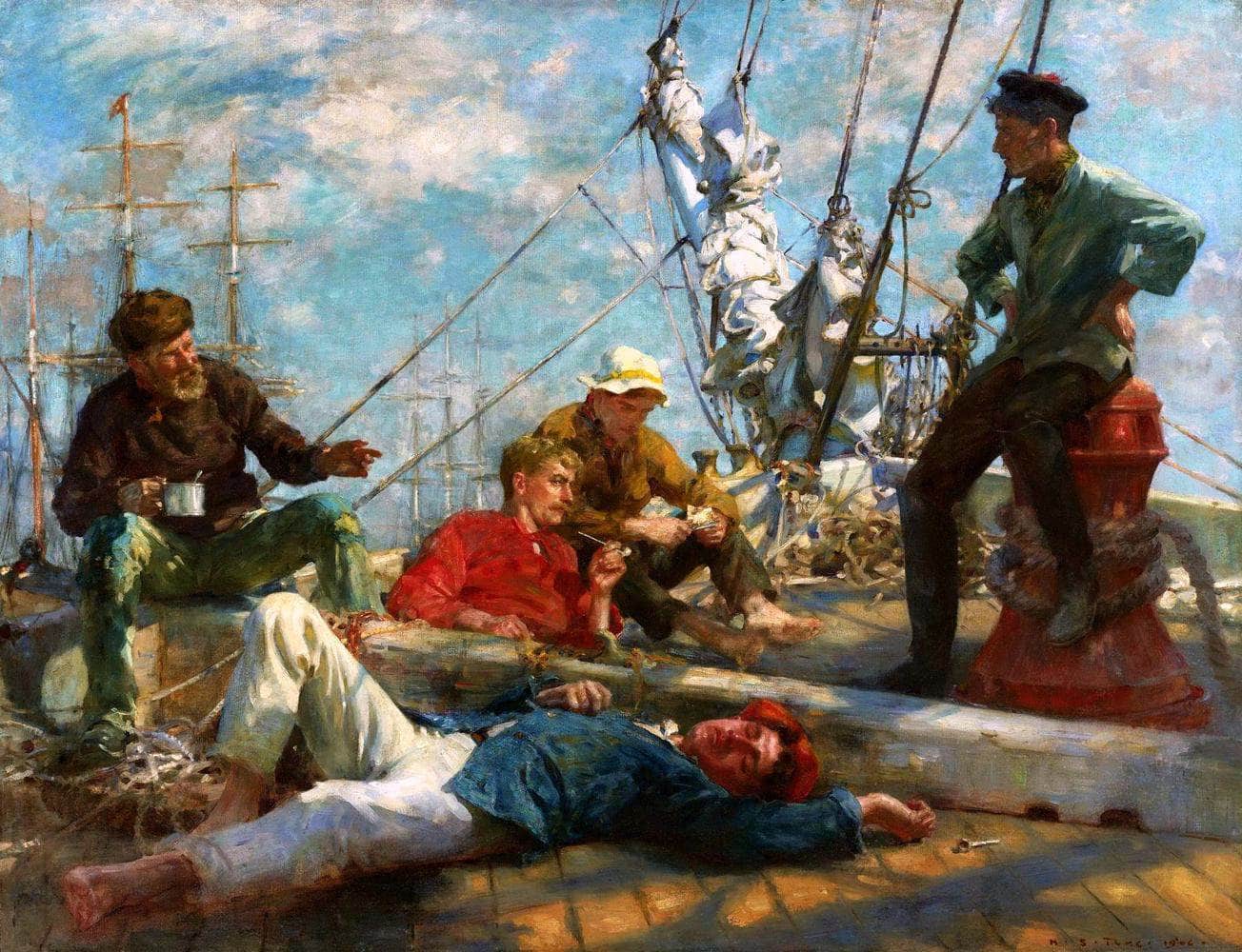The Midday Rest Painting Henry Scott Tuke Canvas Art - Image 5