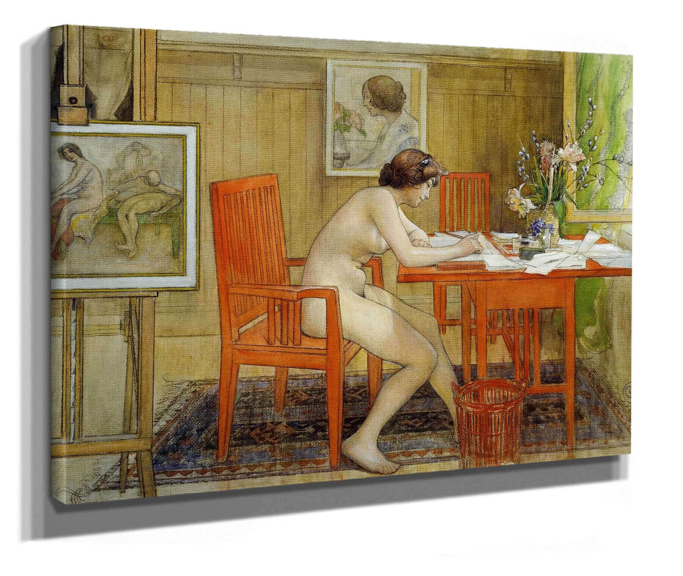 The Model Writing A Postcard by Carl Larsson - Image 2