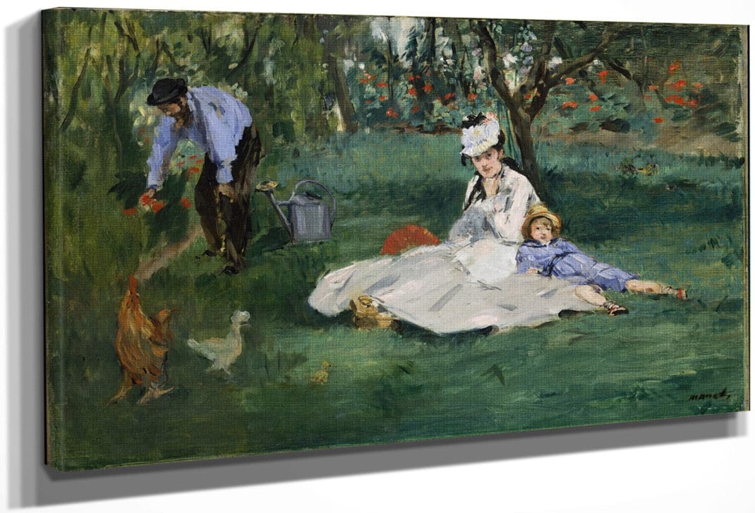 The Monet Family In Their Garden At Argenteuil By Edouard Manet