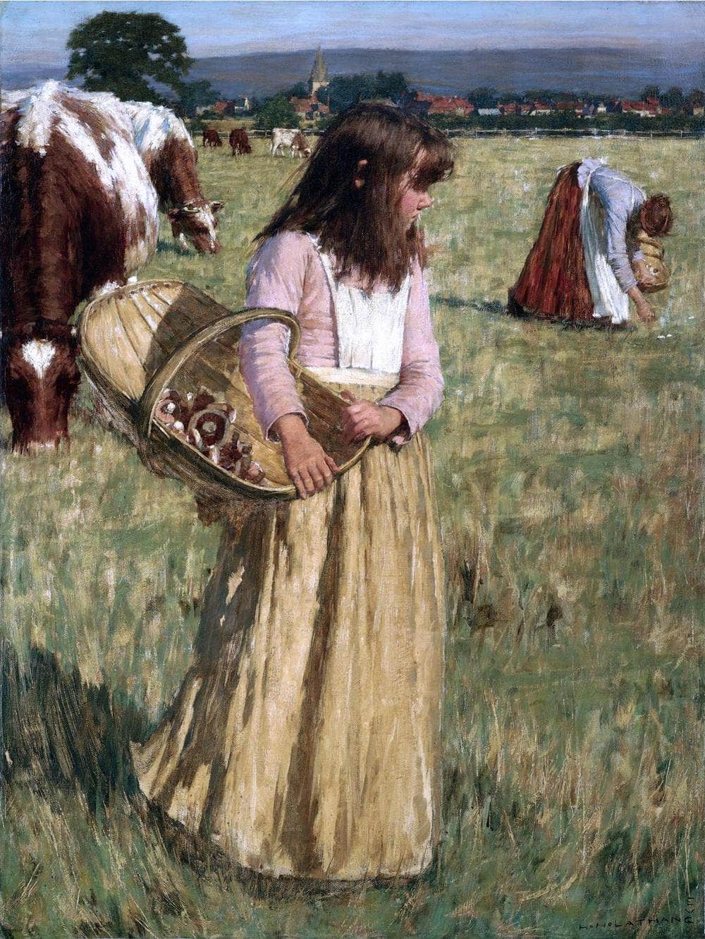 The Mushroom Gatherers Painting Henry Herbert La Thangue Canvas Art - Image 5
