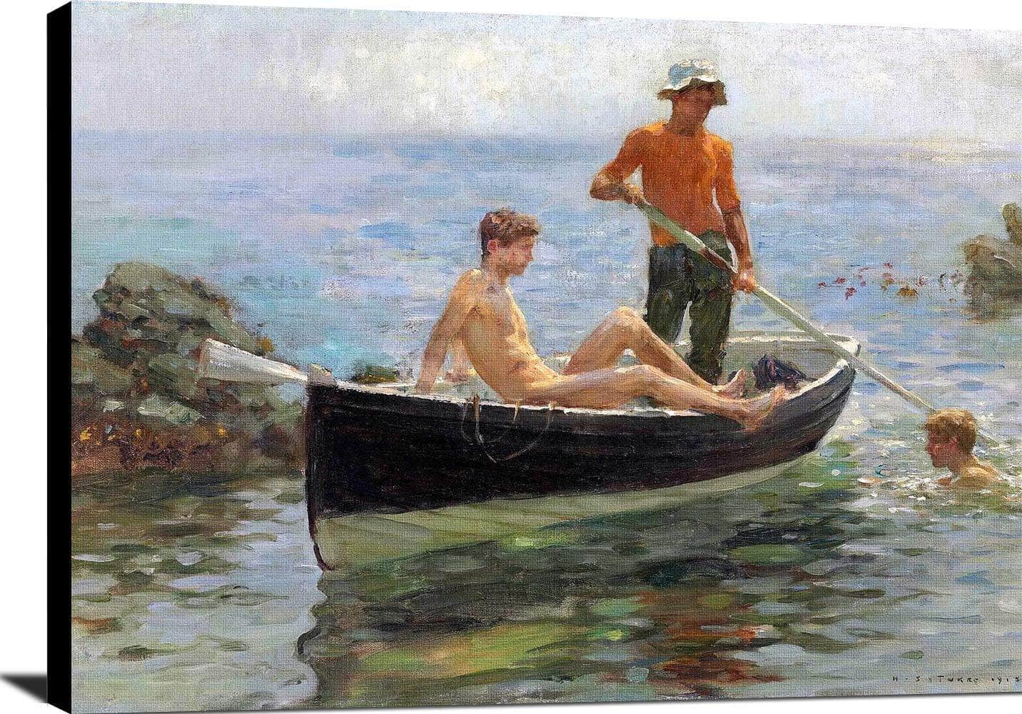 The Orange Jersey Painting Henry Scott Tuke Canvas Art - Image 2