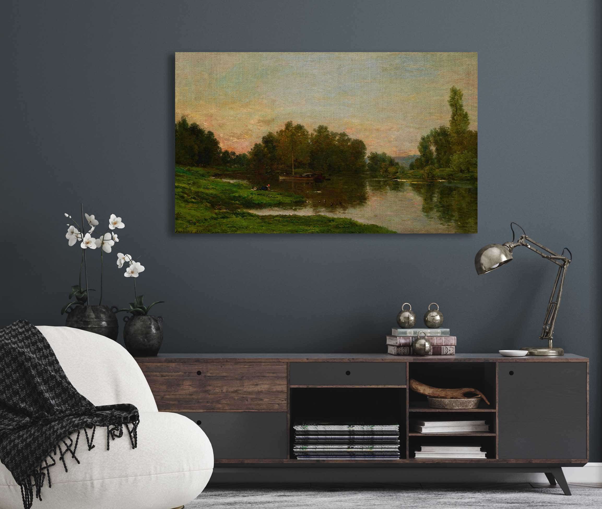 The Painters Barge At The Ile De Vaux On The Oise River by Charles Francois Daubigny - Image 5