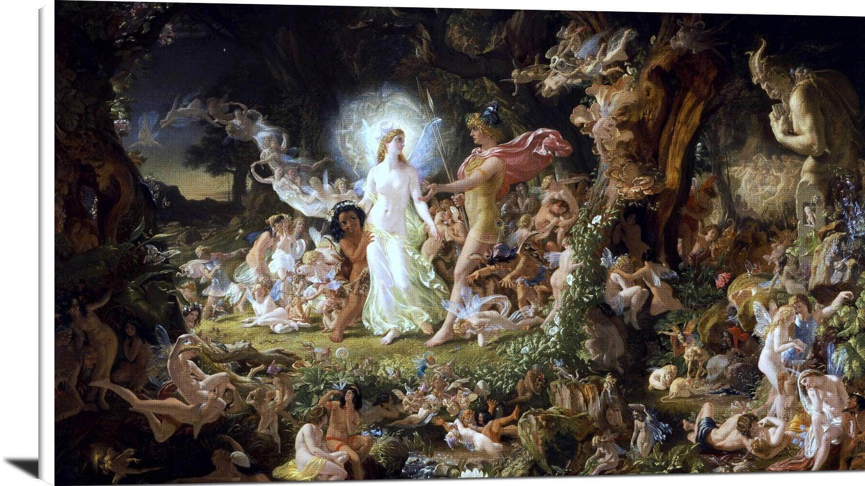 The Quarrel Of Oberon And Titania Painting Joseph Noel Paton Canvas Art