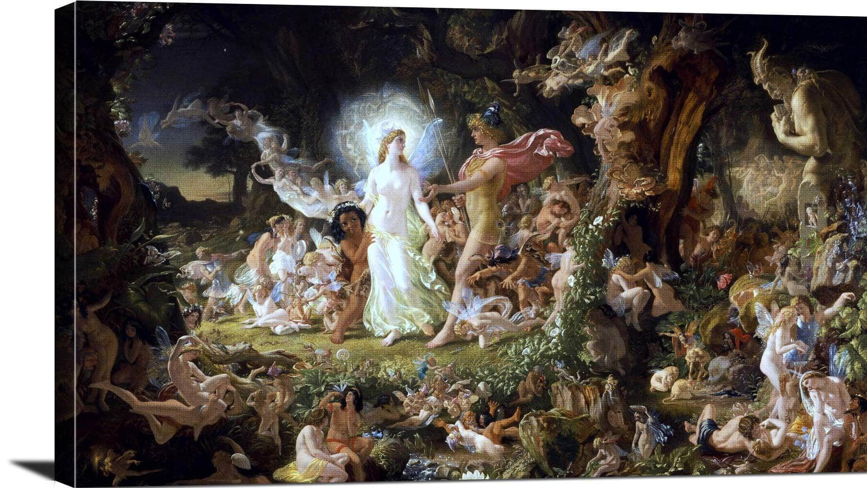 The Quarrel Of Oberon And Titania Painting Joseph Noel Paton Canvas Art - Image 3