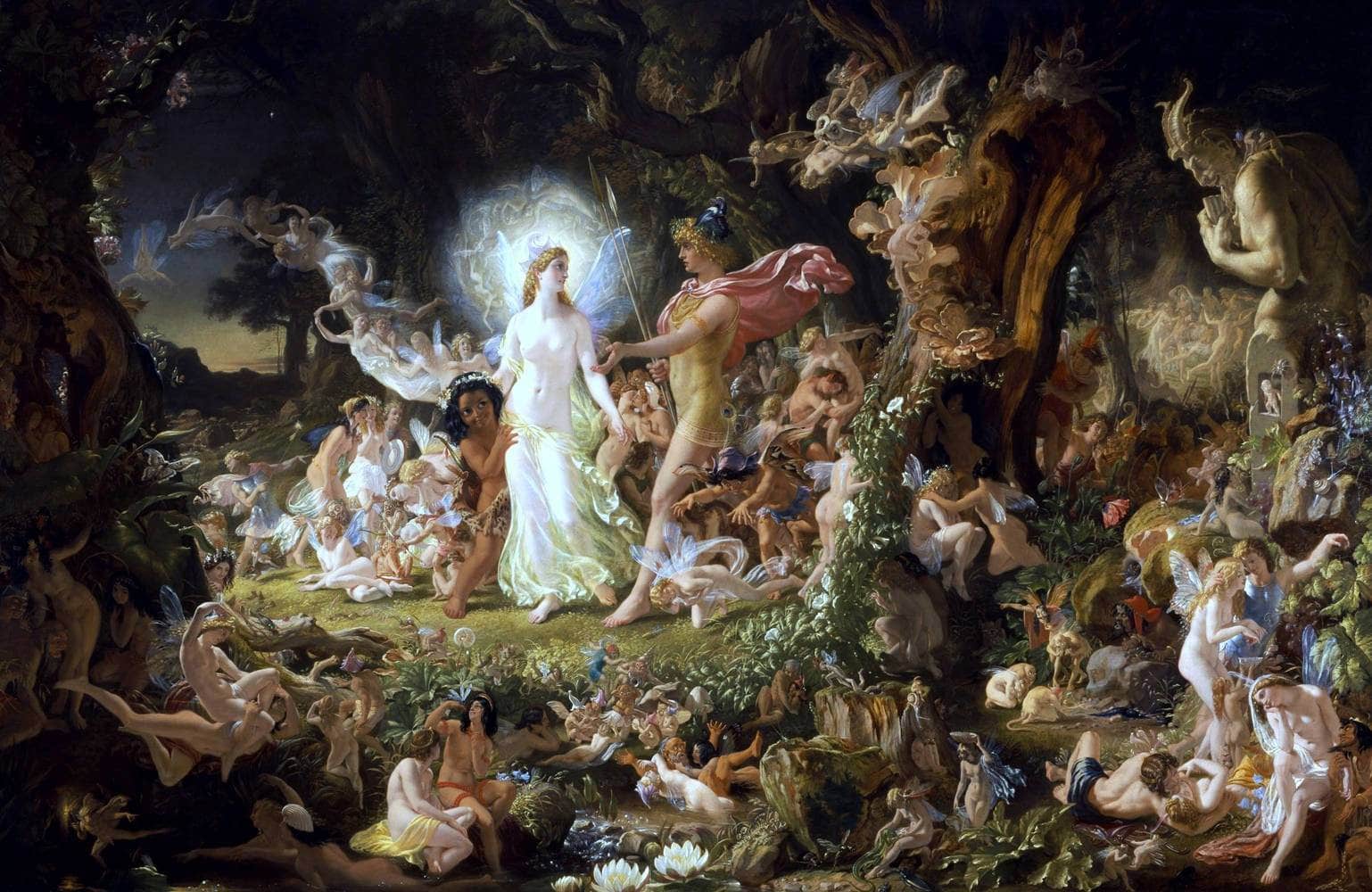 The Quarrel Of Oberon And Titania Painting Joseph Noel Paton Canvas Art - Image 5
