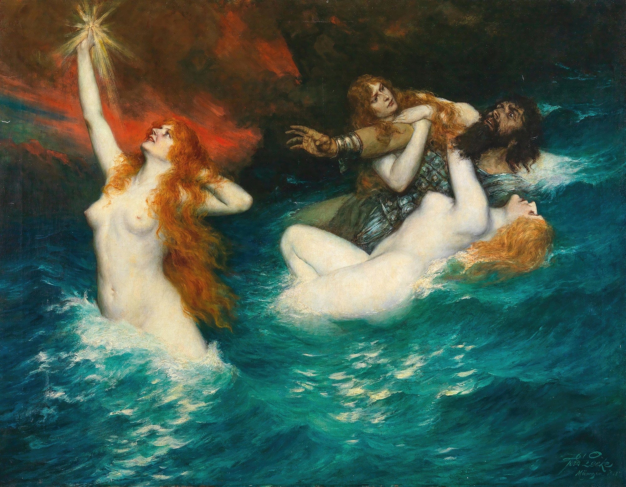 The Rhinemaidens by Ferdinand Leeke - Image 2