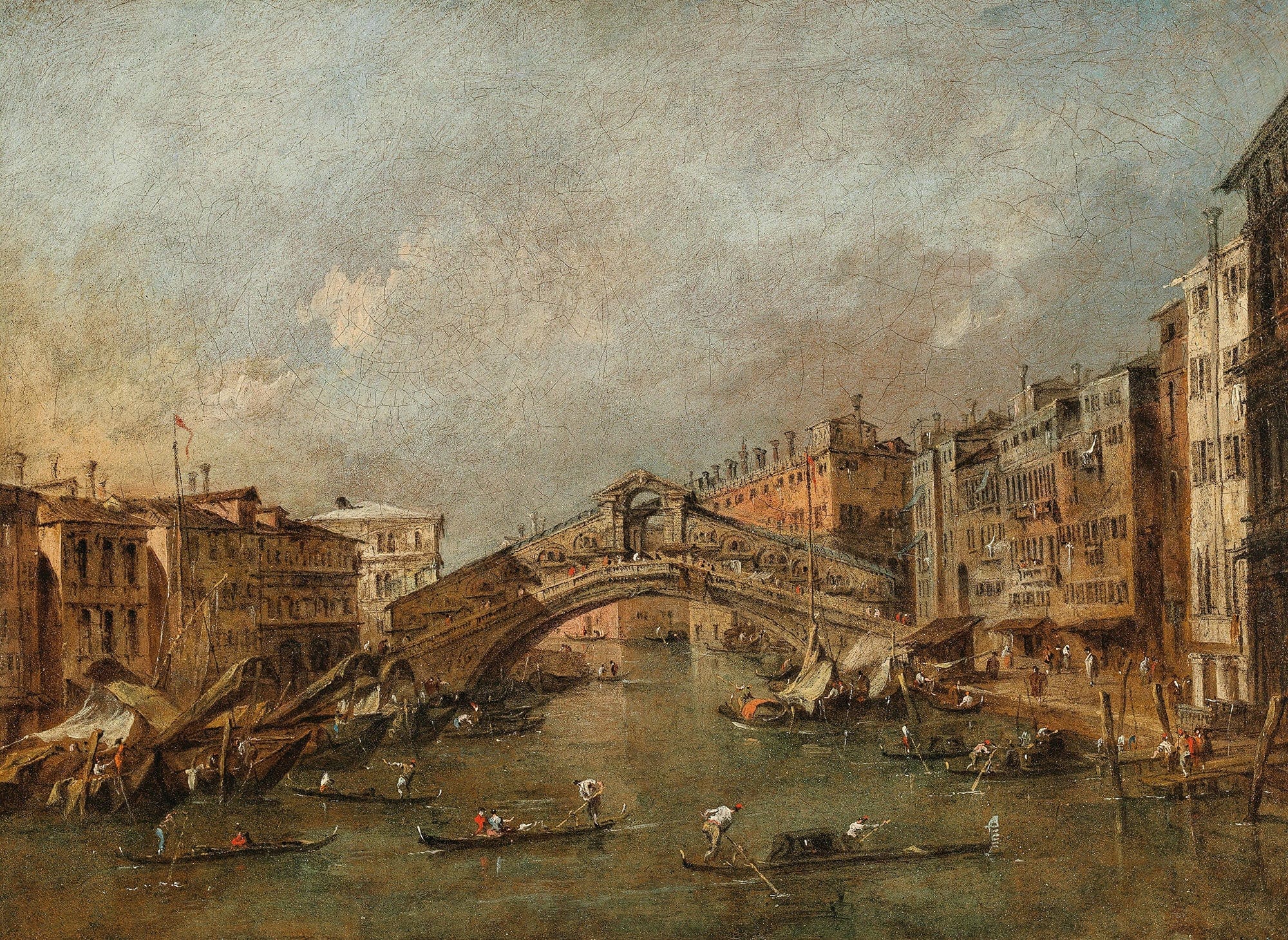 The Rialto Bridge And The Riva Del Vin Venice by Francesco Guardi - Image 2