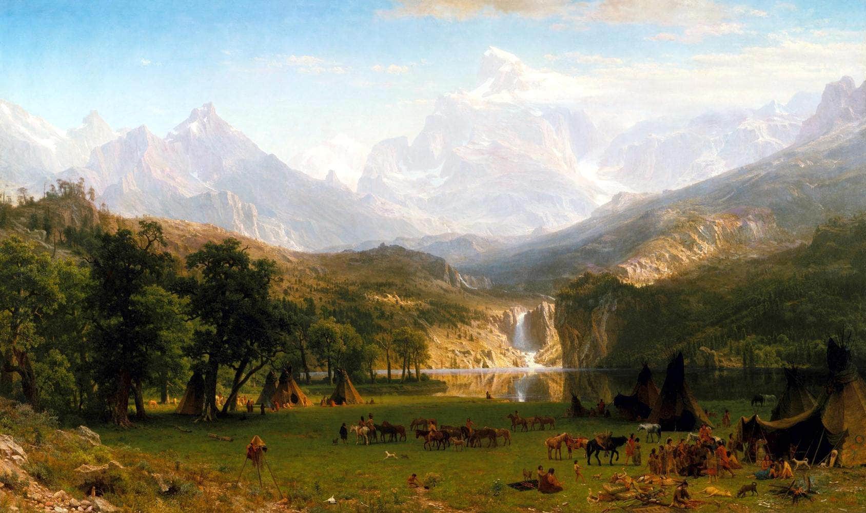 The Rocky Mountains, Lander's Peak Painting Albert Bierstadt Canvas Art - Image 5