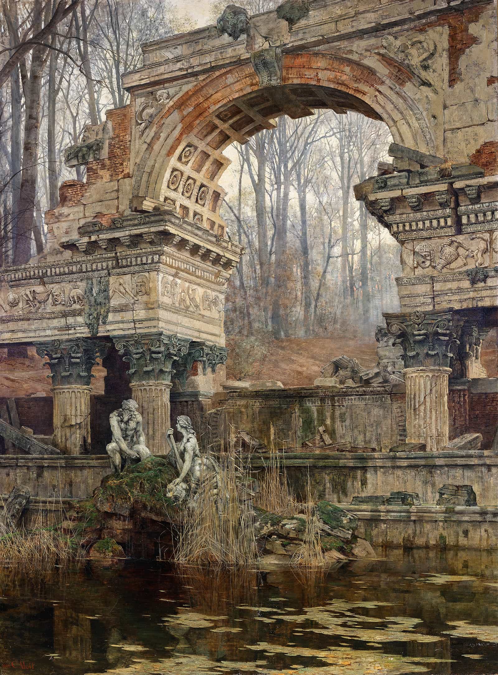 The Roman Ruin In Schonbrunn by Carl Moll
