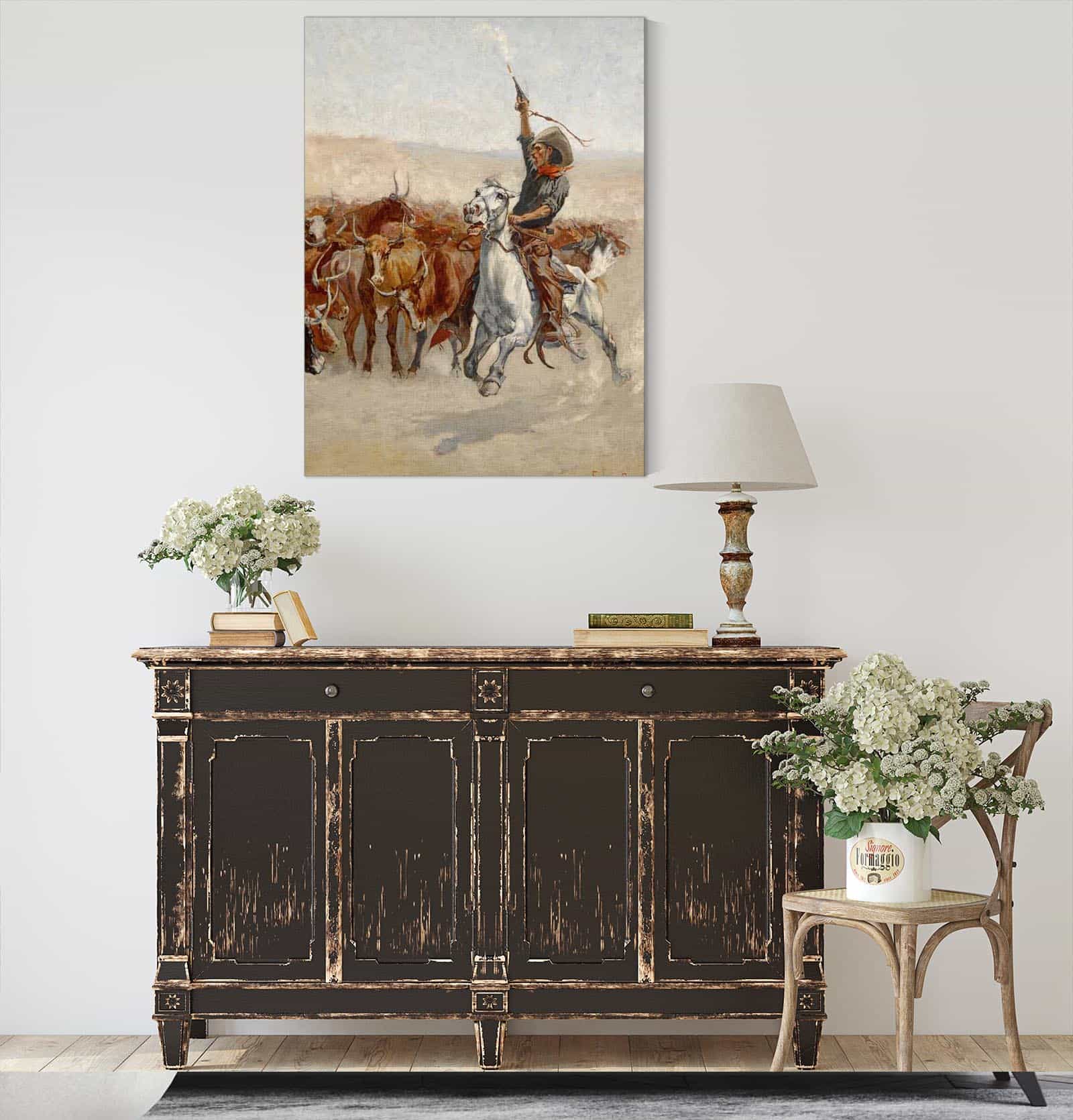 The Round Up Circa by Frederic Remington - Image 4