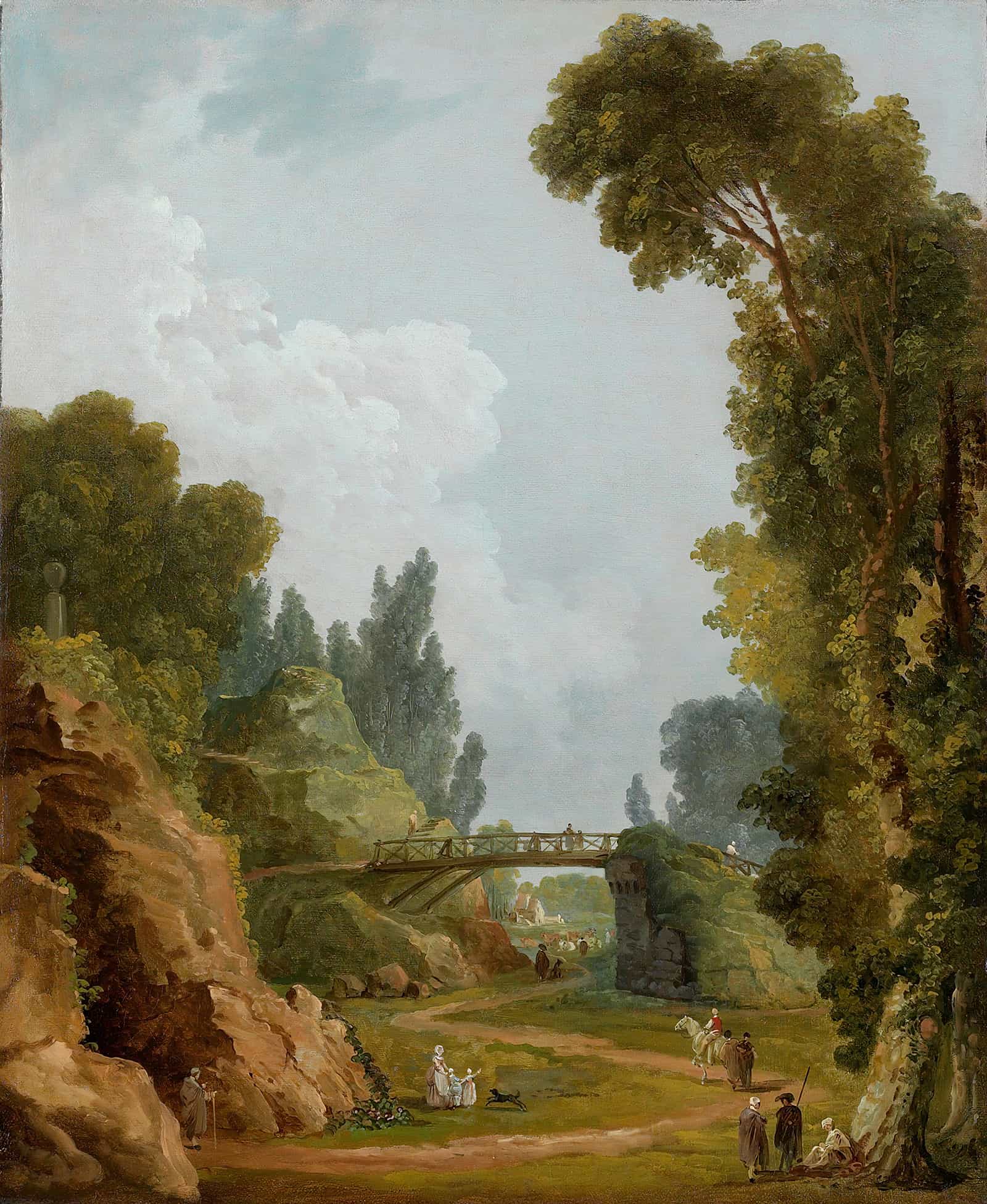The Rustic Bridge Chateau De Mereville France by Hubert Robert