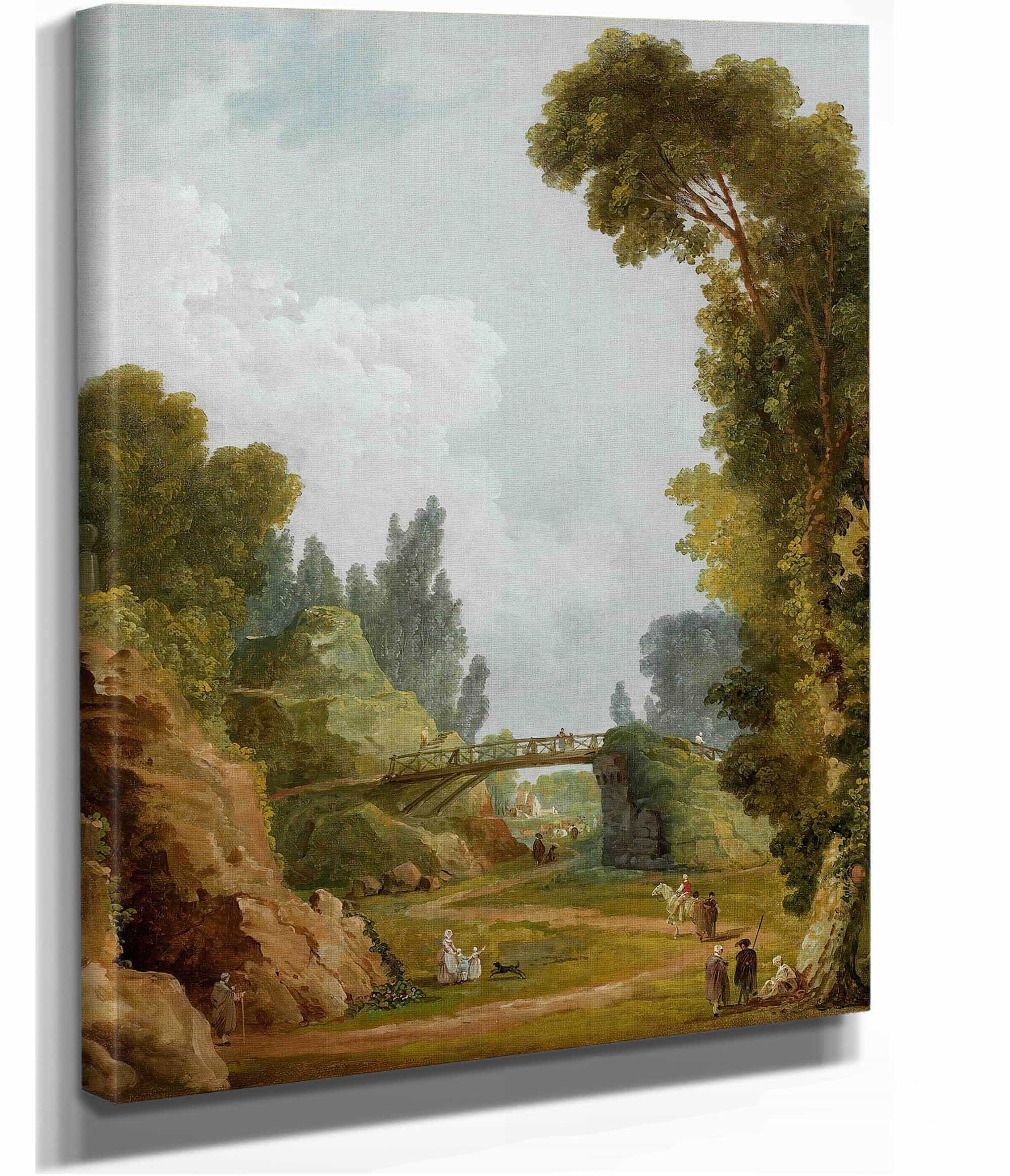 The Rustic Bridge Chateau De Mereville France by Hubert Robert - Image 2