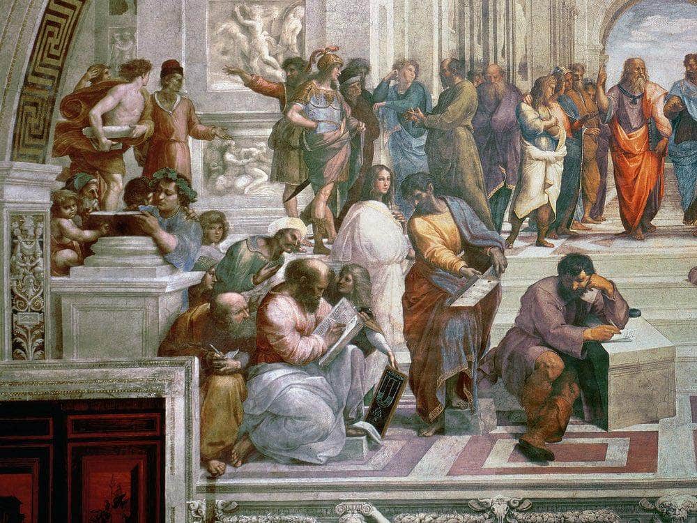 The School Of Athens Detail From The Left Hand Side Showing Pythagoras Surrounded By Students And Michelangelo By Raphael - Image 5