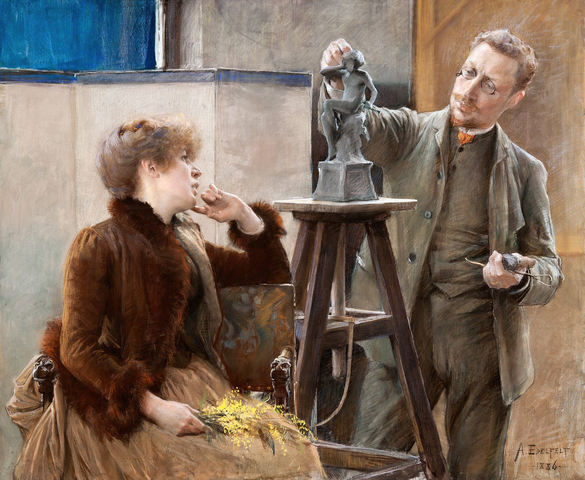 The Sculptor Ville Vallgren And His Wife by Albert Edelfelt