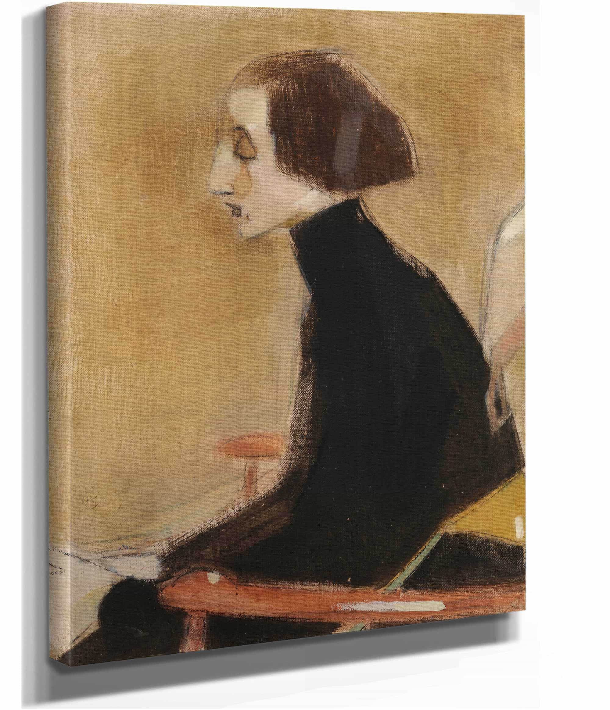 The Seamstress Half Length Portrait The Working Woman by Helene Schjerfbeck - Image 2