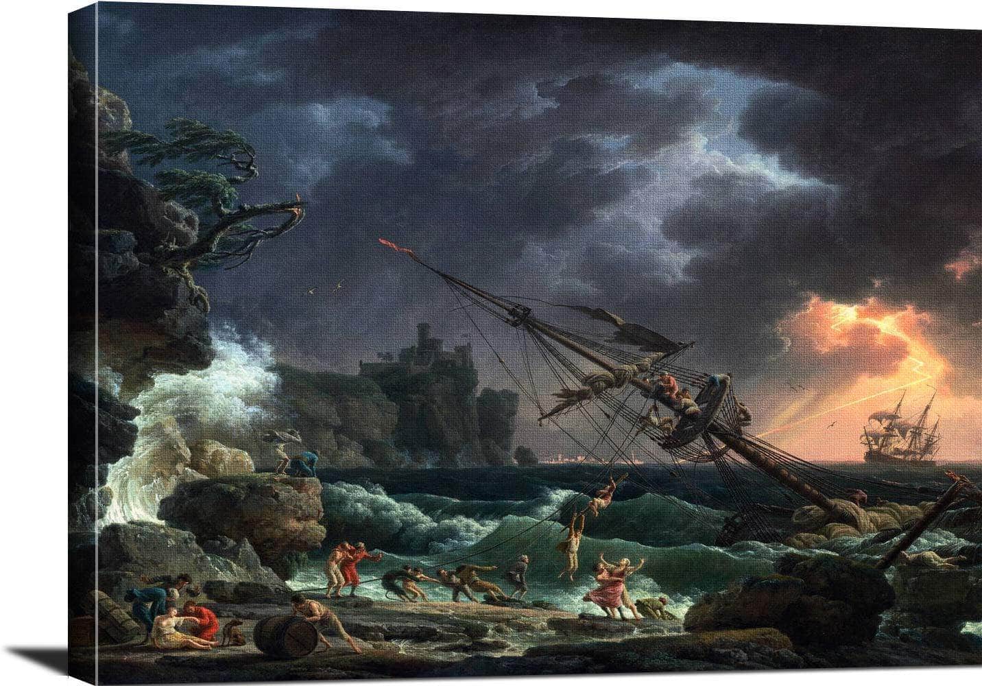 The Shipwreck Painting Claude Joseph Vernet Canvas Art - Image 3