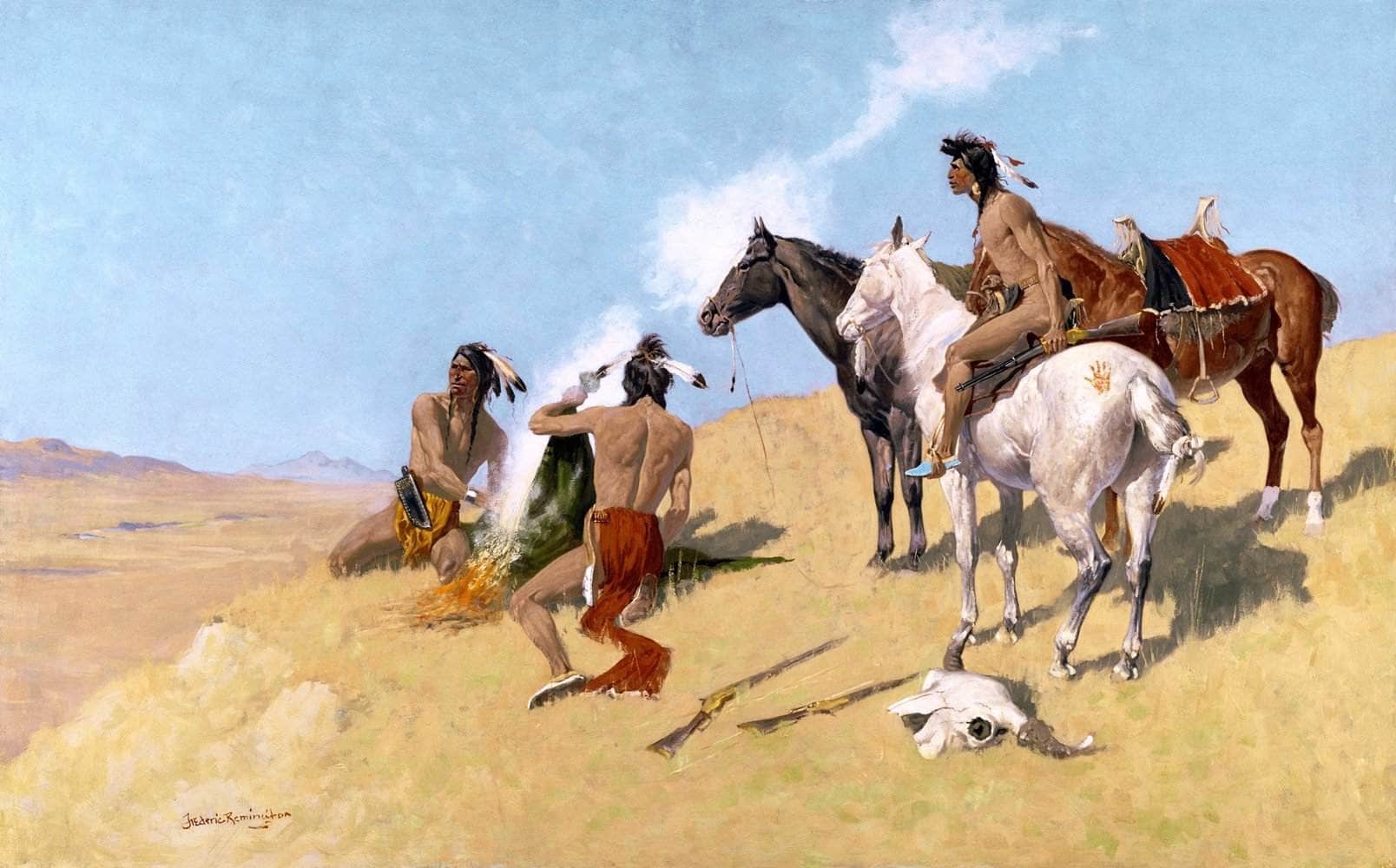 The Smoke Signal Painting Frederic Remington Canvas Art - Image 5