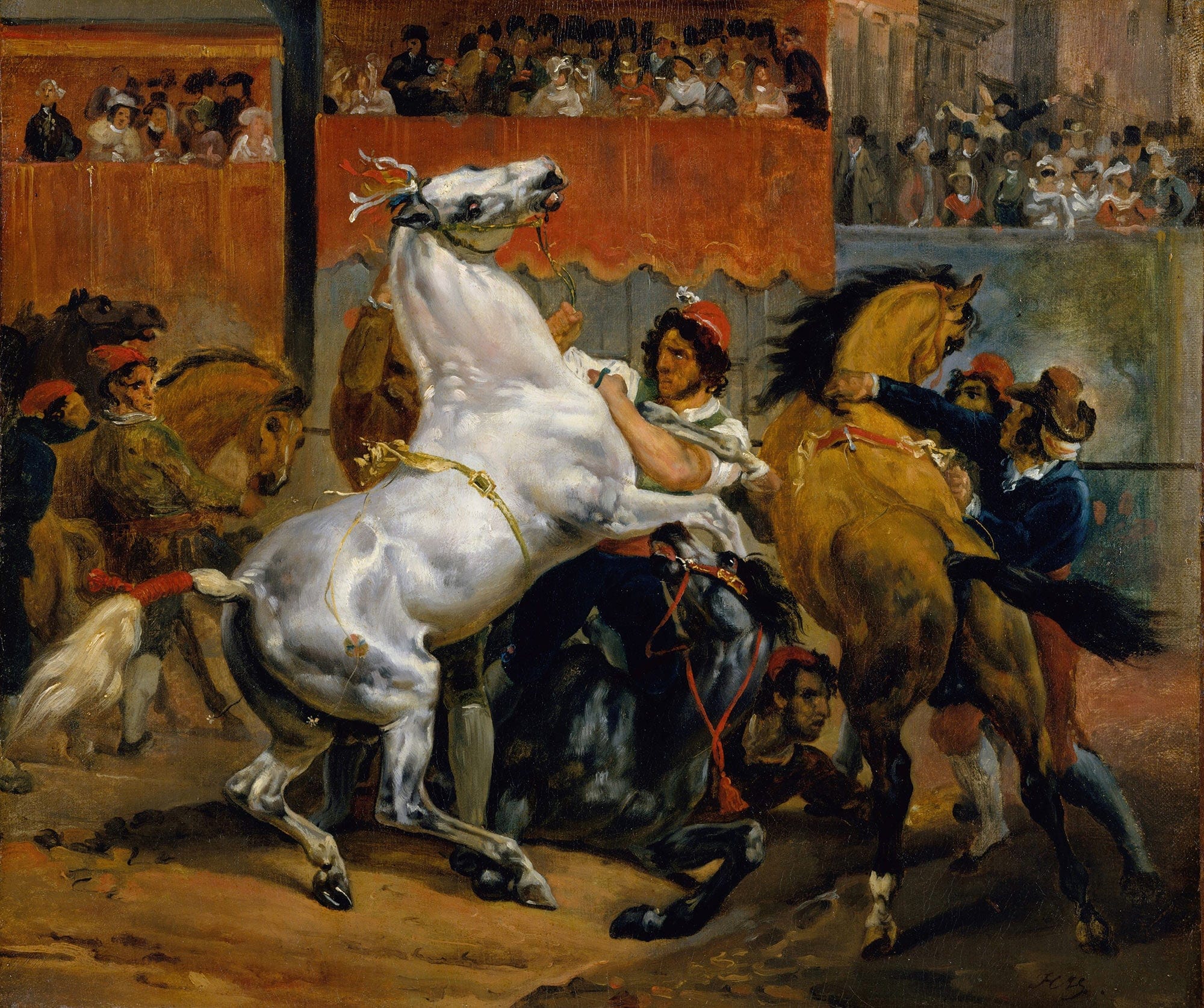 The Start Of The Race Of The Riderless Horses by Horace Vernet