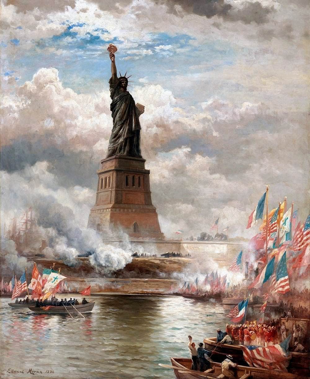 The Statue Of Liberty Painting Edward Moran Canvas Art - Image 5