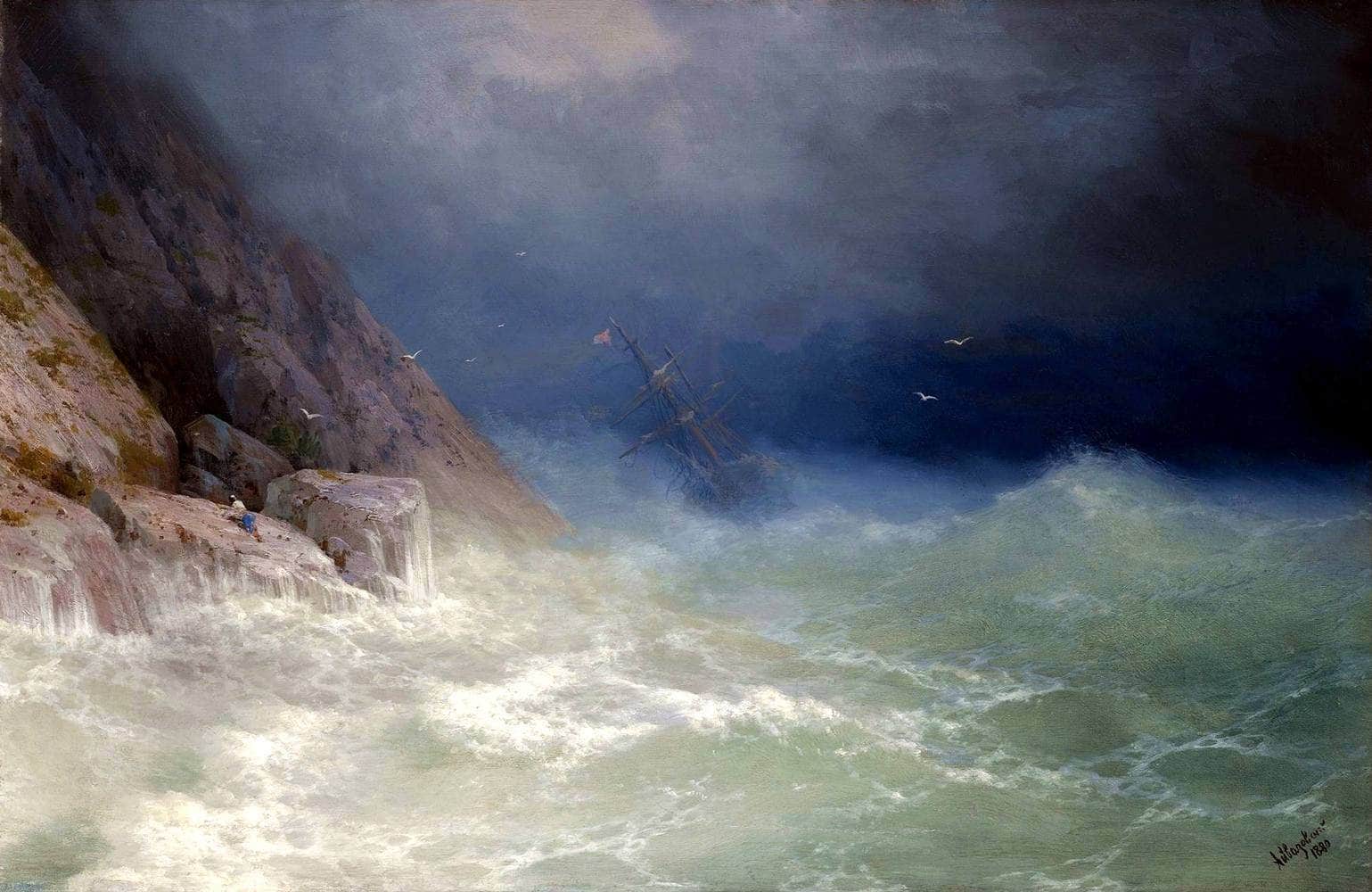 The Survivor Painting Ivan Aivazovsky Canvas Art - Image 5