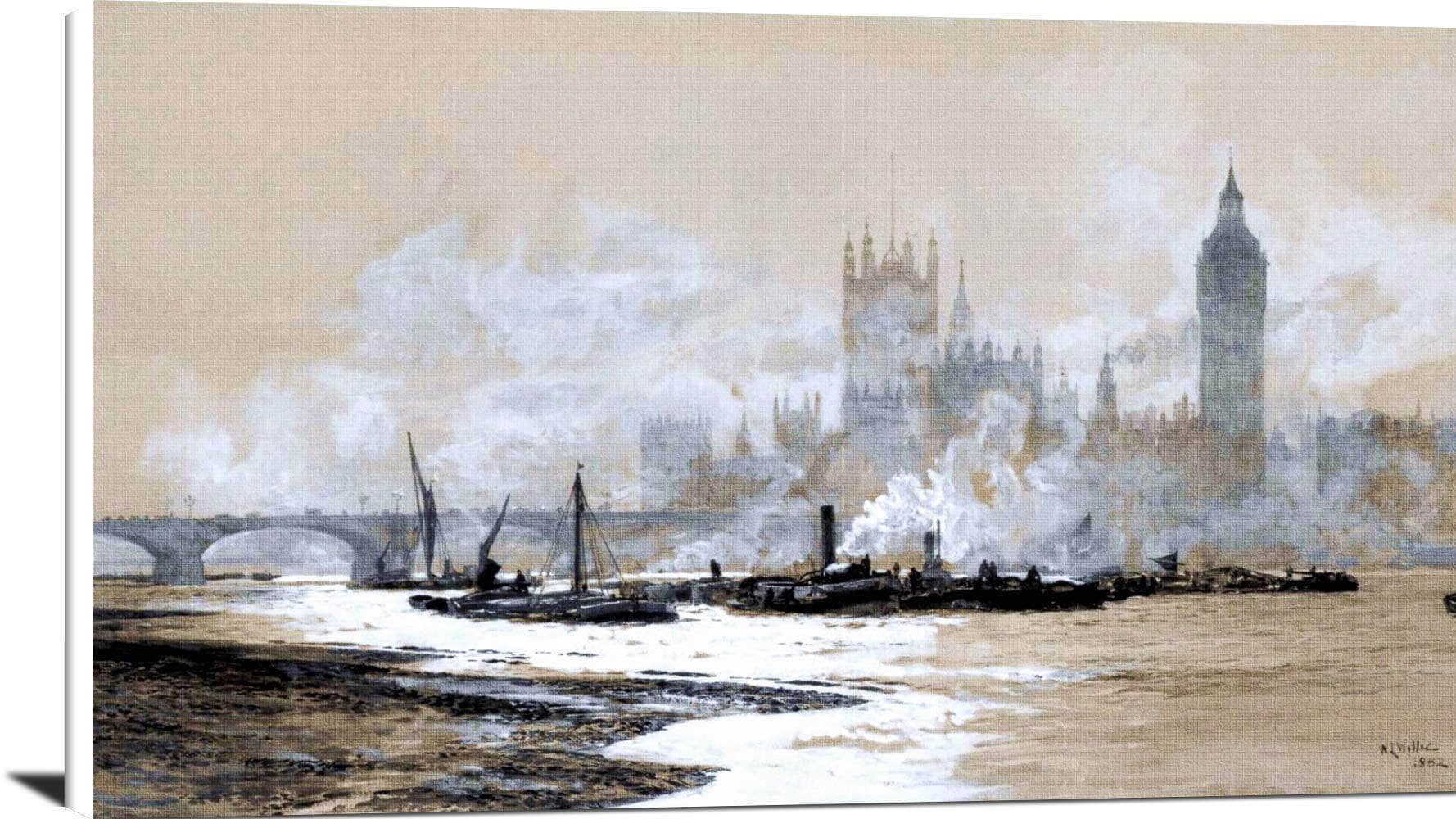 The Thames, Westminster Painting William Lionel Wyllie Canvas Art