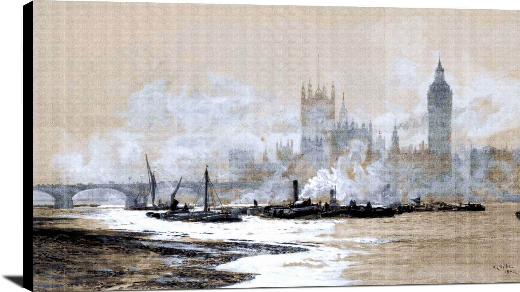 The Thames, Westminster Painting William Lionel Wyllie Canvas Art - Image 2
