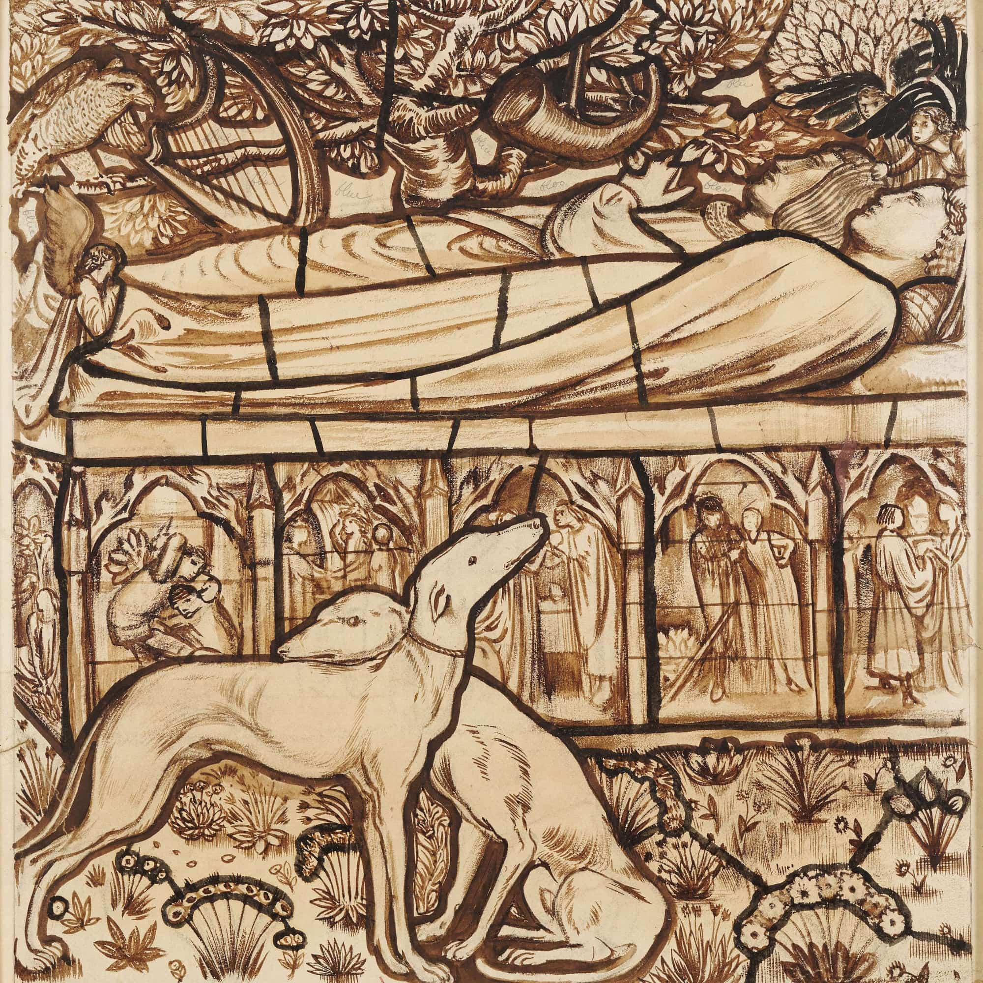 The Tomb Of Tristram And Iseult by Sir Edward Coley Burne Jones - Image 4