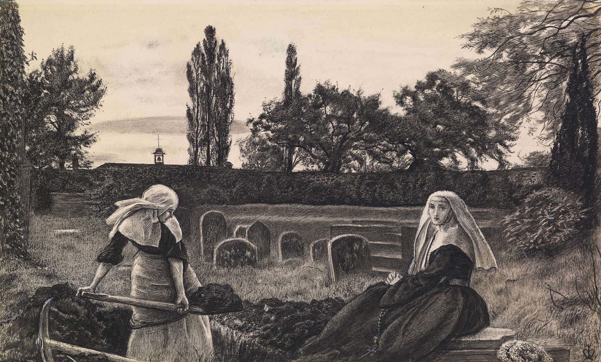 The Vale Of Rest Finished Study by Sir John Everett Millais - Image 2