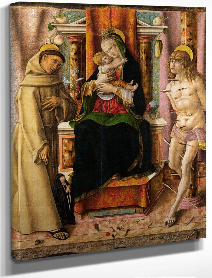 The Virgin And Child With Saints Francis And Sebastian 1491 By Carlo Crivelli