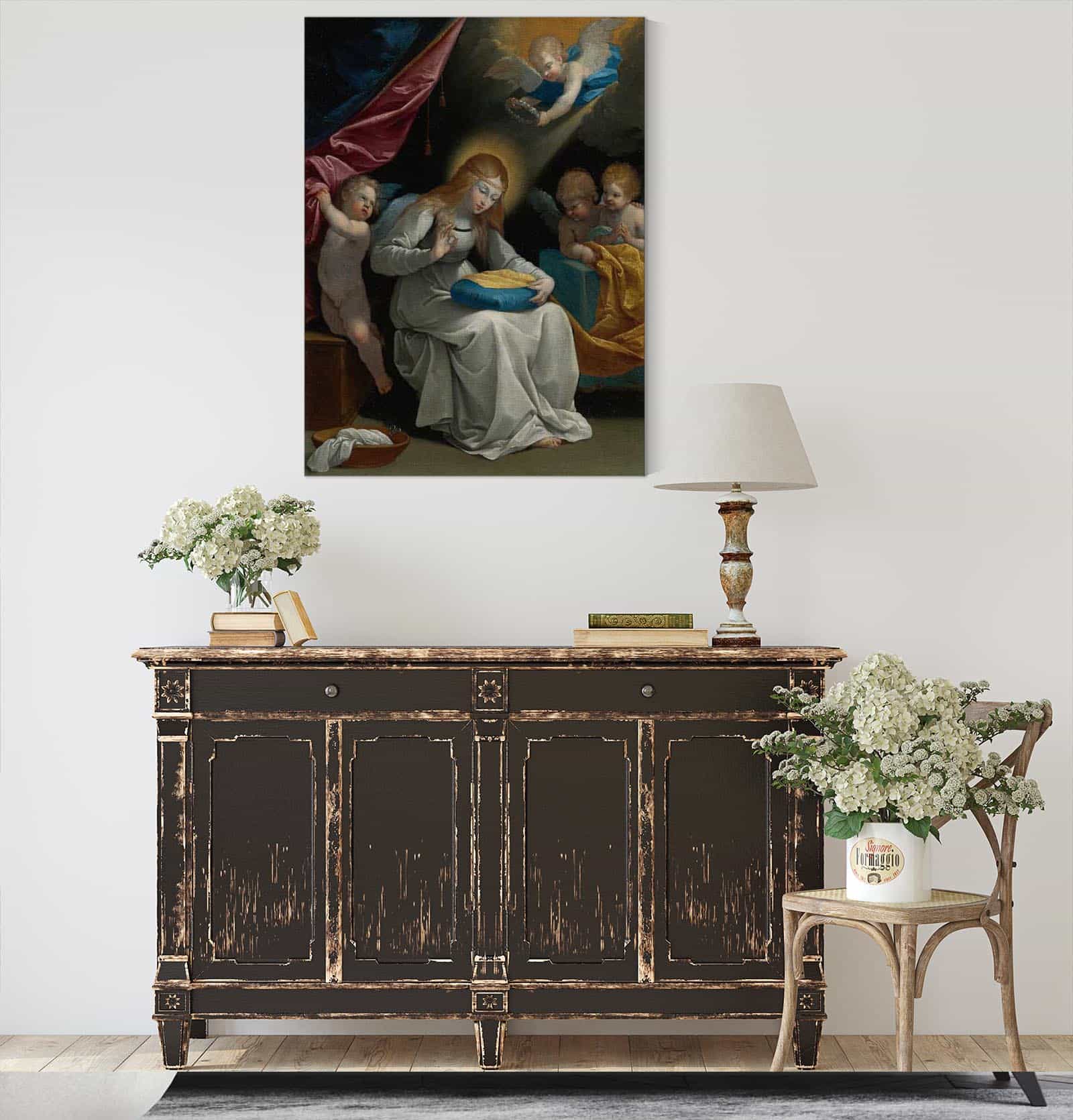 The Virgin Sewing Accompanied By Four Angels Known As La Couseuse by Guido Reni - Image 4