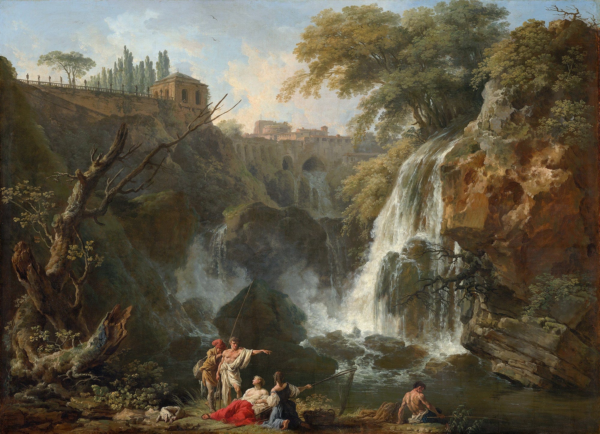 The Waterfalls At Tivoli With The Villa Of Maecenas by Claude Joseph Vernet