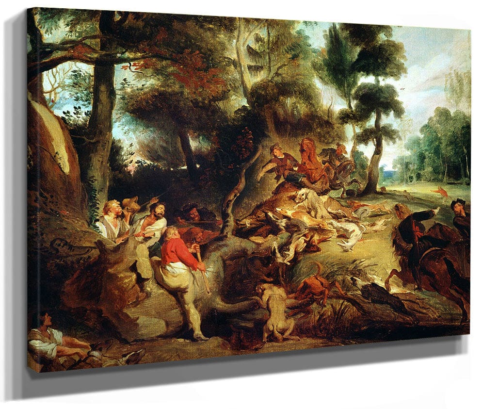 The Wild Boar Hunt, After A Painting By Rubens By Ferdinand Victor Eugene Delacroix