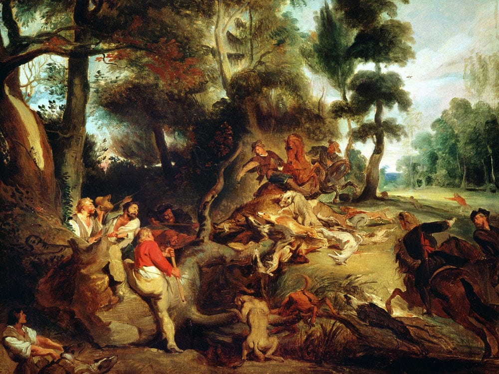 The Wild Boar Hunt, After A Painting By Rubens By Ferdinand Victor Eugene Delacroix - Image 5