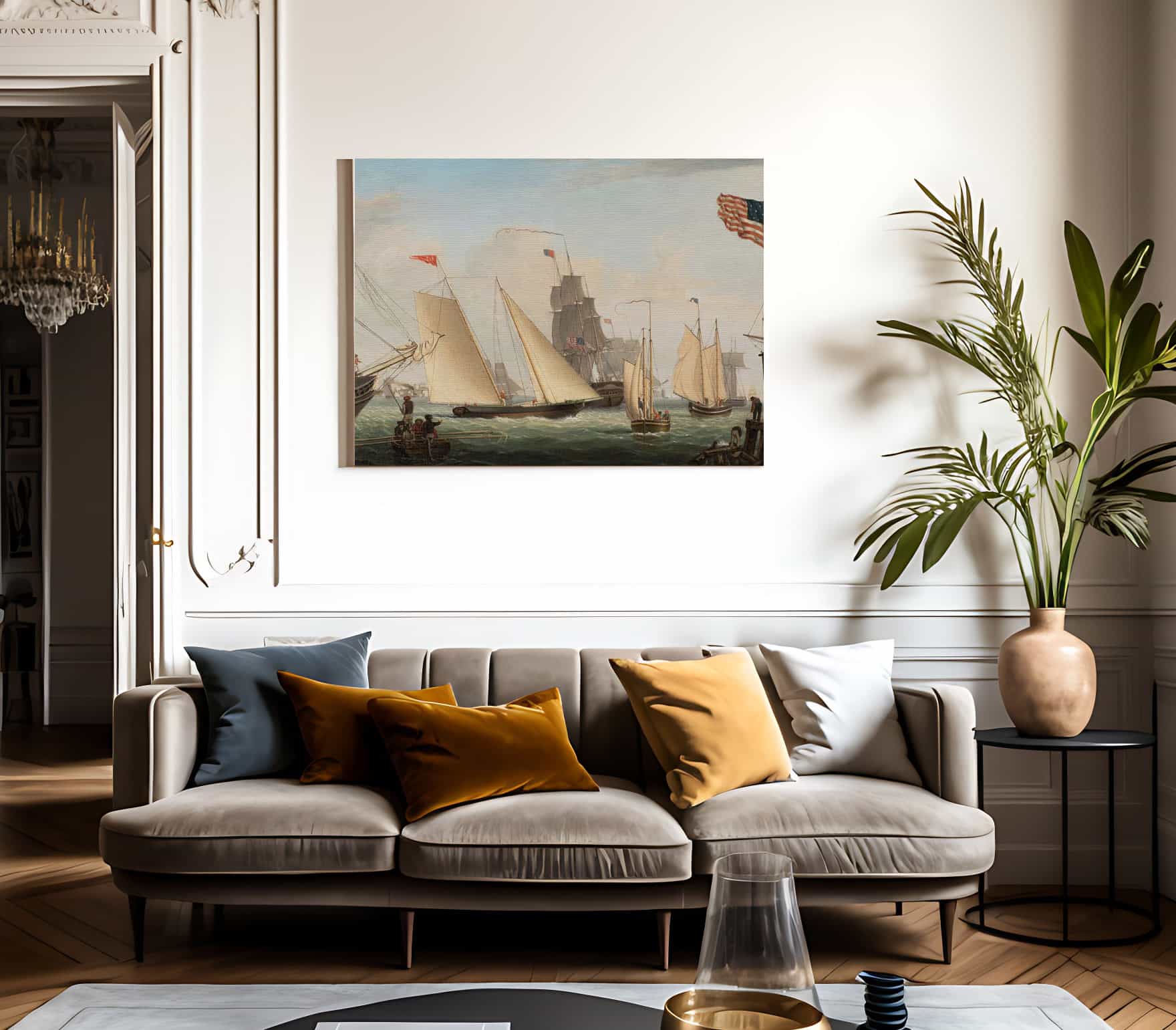 The Yacht Northern Light In Boston Harbor By Fitz Henry Lane - Image 3