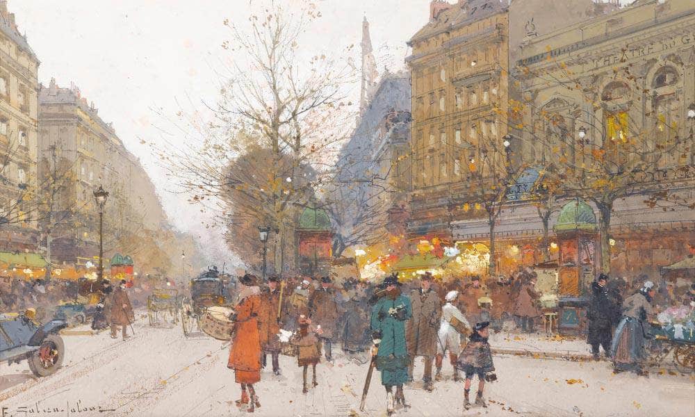 Theatre Du Gymnase Boulevard De Bonne Nouvelle By Eugene Galien Laloue - Image 7