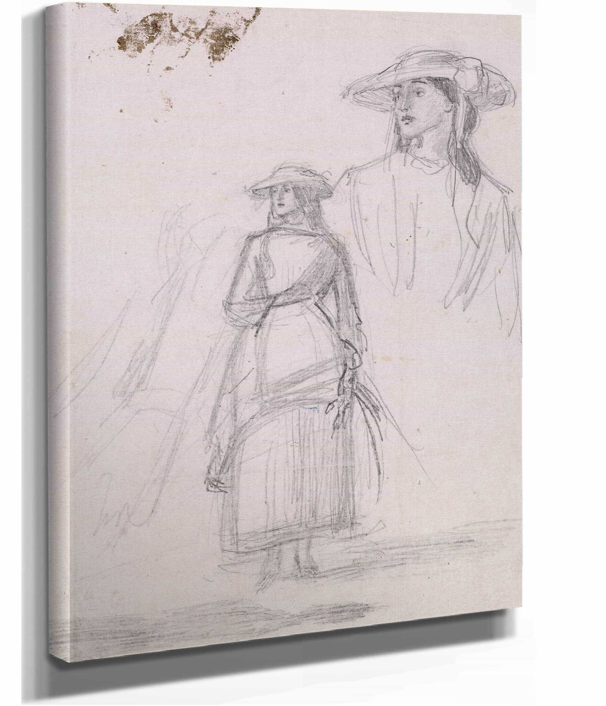 Thomas Hoods Ruth Two Figure Sketches by Sir John Everett Millais - Image 2