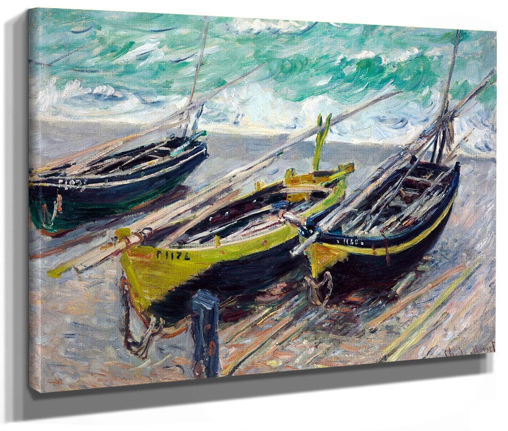 Three Fishing Boats By Claude Monet