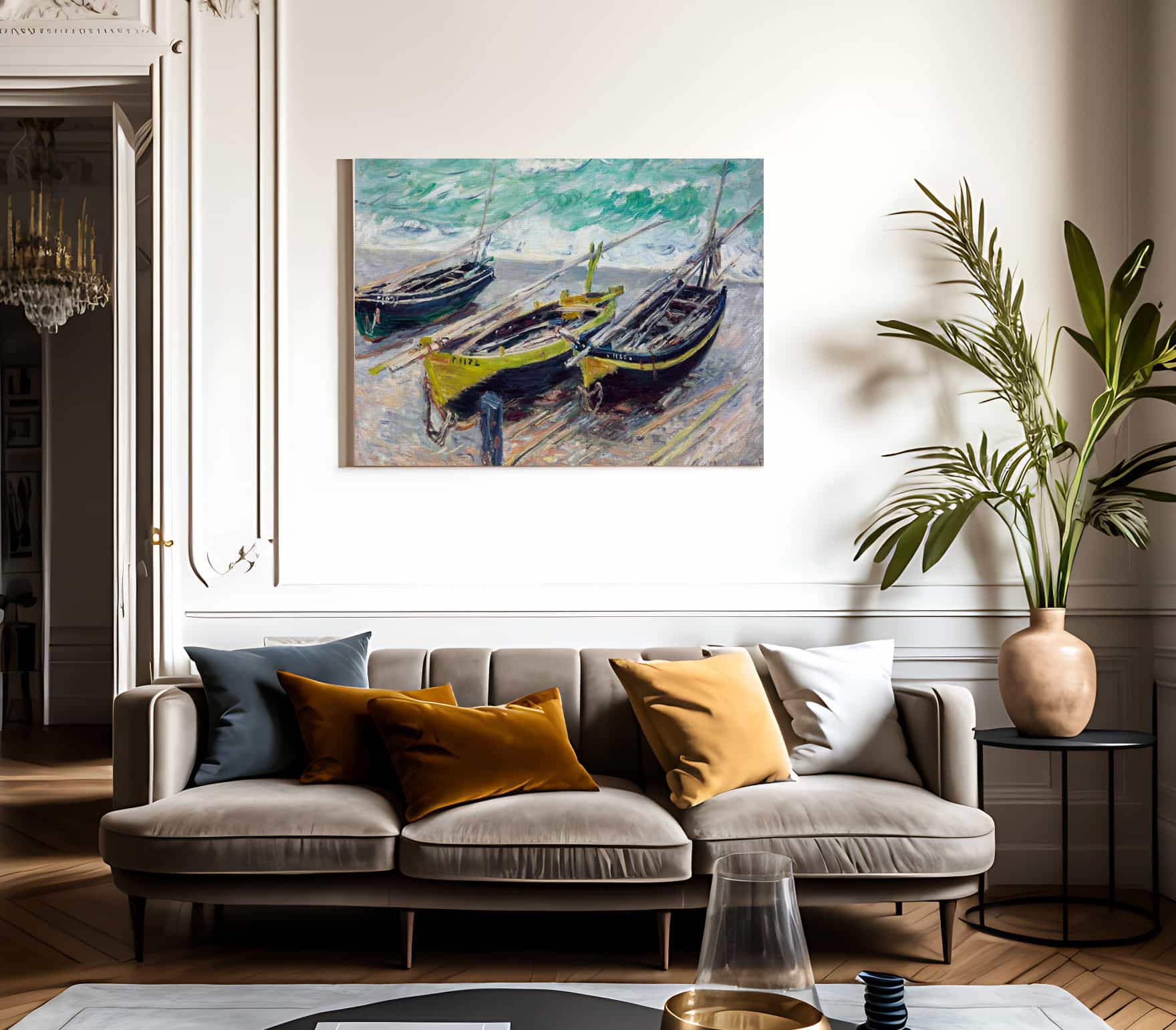 Three Fishing Boats By Claude Monet - Image 3