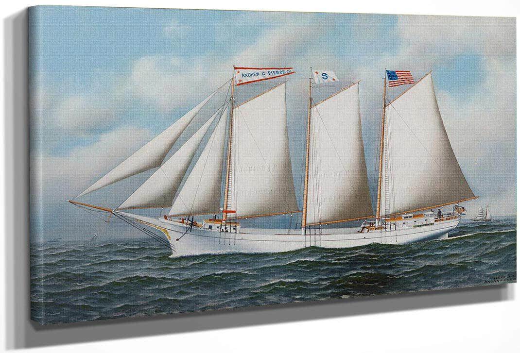 Three Masted Schooner  Andrew C. Pierce  1905 By Antonio Jacobsen