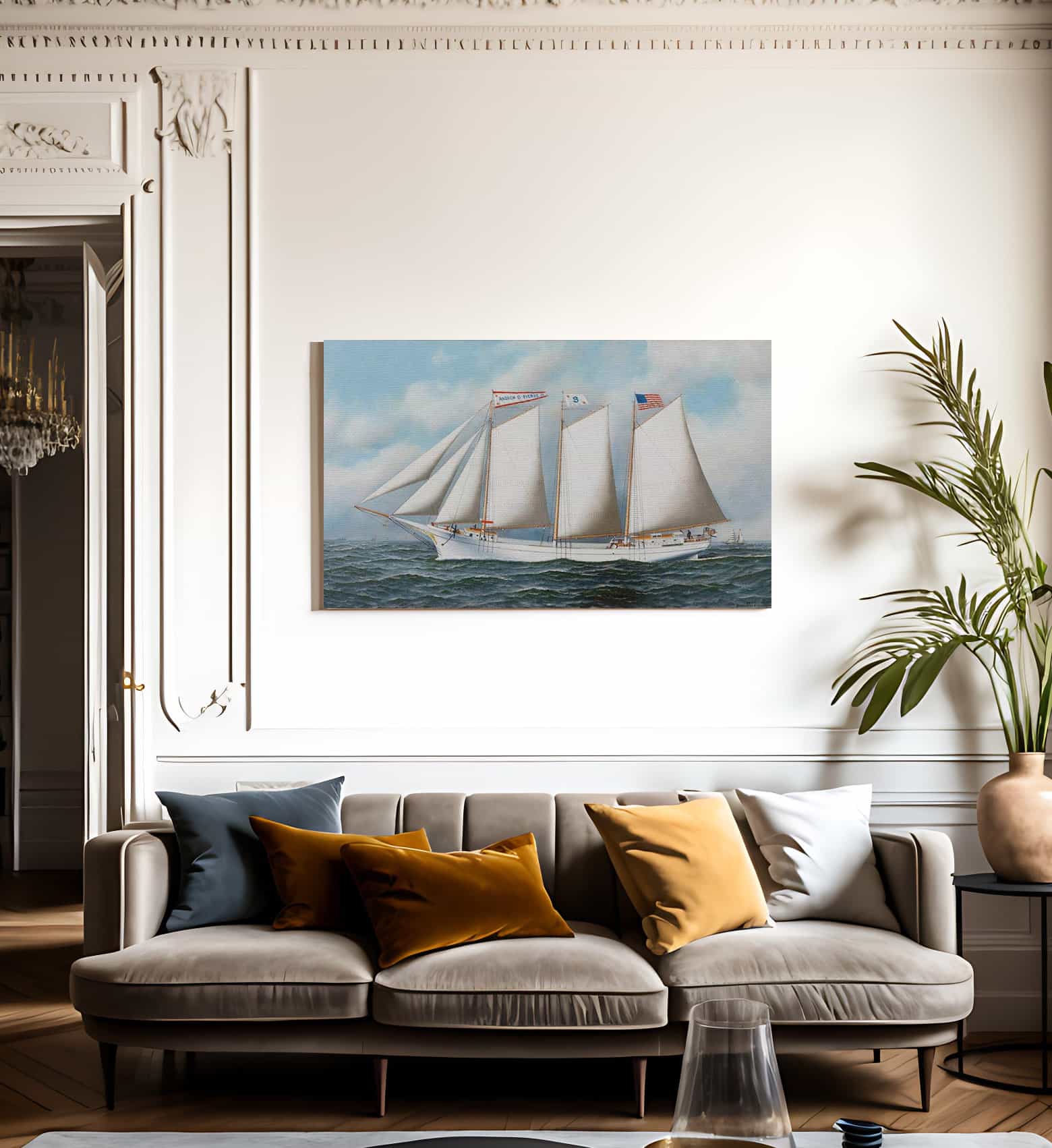 Three Masted Schooner  Andrew C. Pierce  1905 By Antonio Jacobsen - Image 3