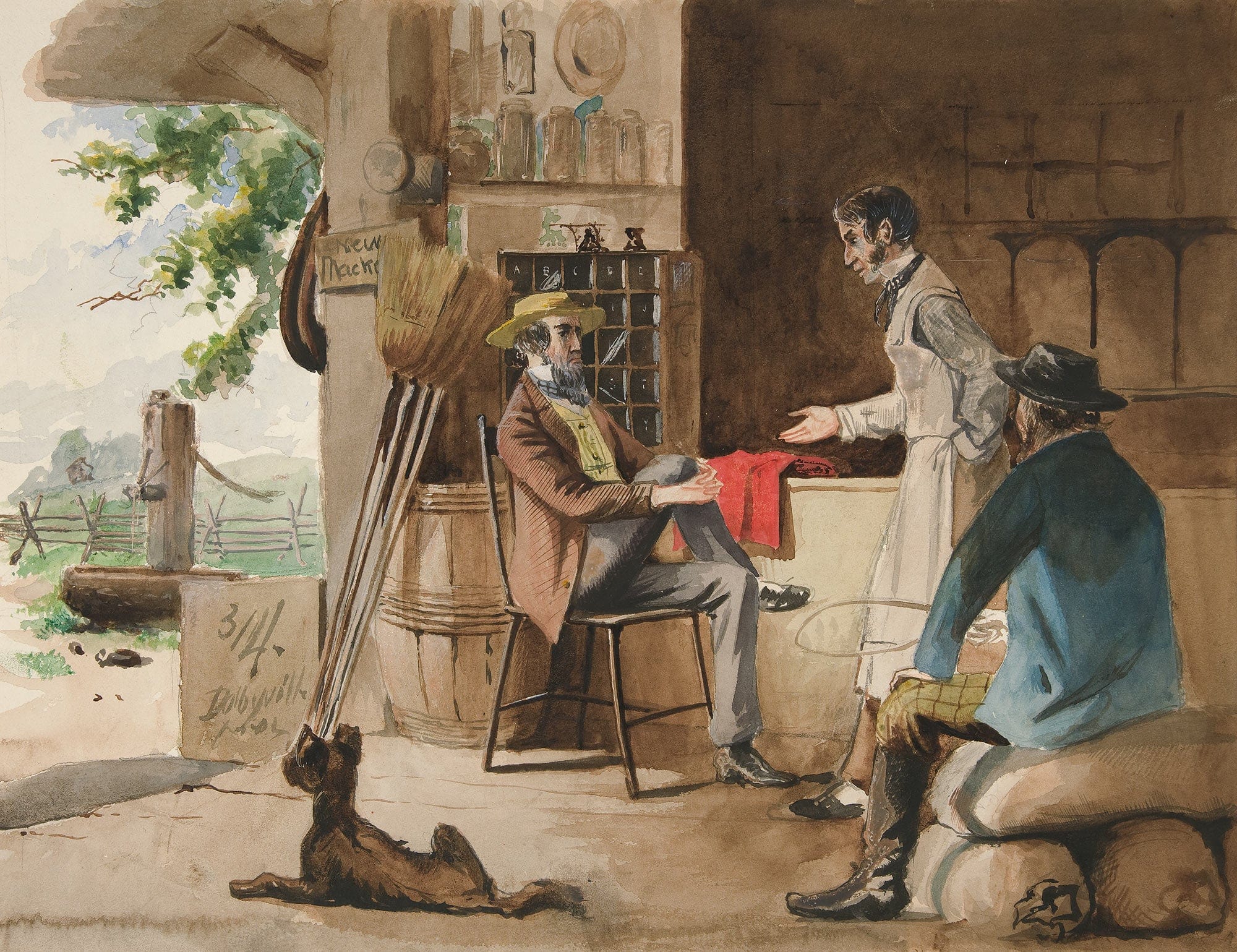 Three Men In A Dry Goods Store Country Store Dolbyville by Edwin Austin Abbey - Image 2