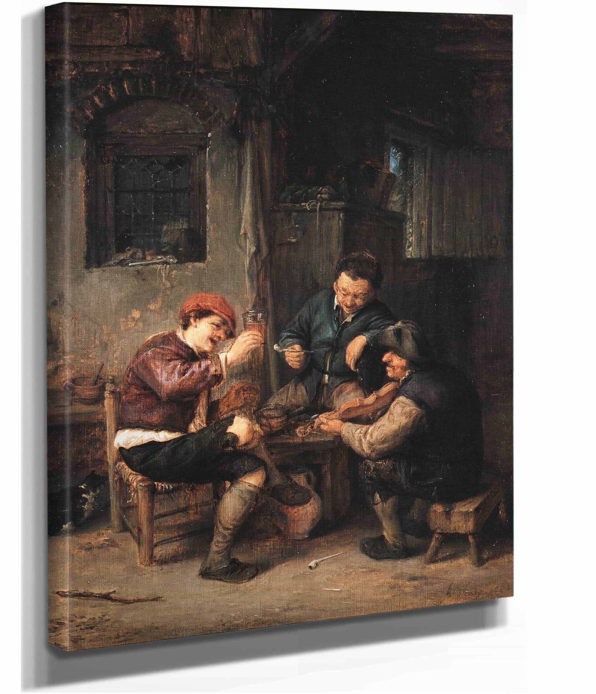 Three Peasants At An Inn by Adriaen Van Ostade - Image 2